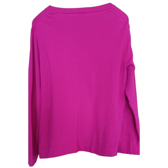 J. Crew Women's XXL Fuchsia Teddie Wool Blend Crewneck Sweater Preppy Academia - Picture 2 of 6